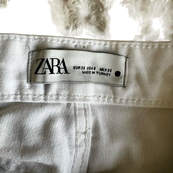 Zara Women’s The New Daddy Jeans Raw Hem Straight Leg White Size 6 - Picture 6 of 13